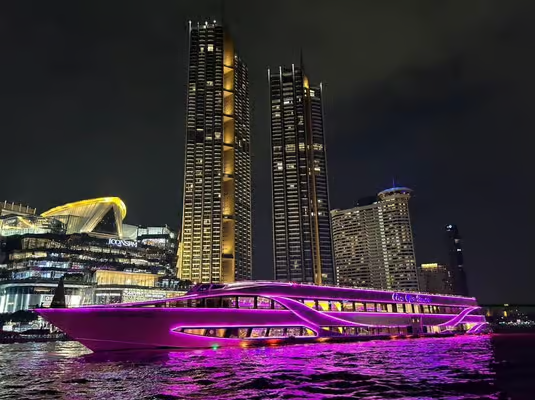 Dinner cruise Bangkok Opulence luxury river dinner cruise boat at night