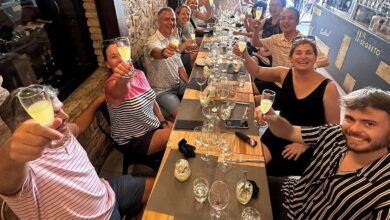 Wine tasting Rome group enjoying a toast with glasses of Italian wine in a cozy restaurant setting