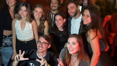 tel aviv party scene with a group of friends enjoying the lively atmosphere inside a popular Tel Aviv nightclub during a night out.
